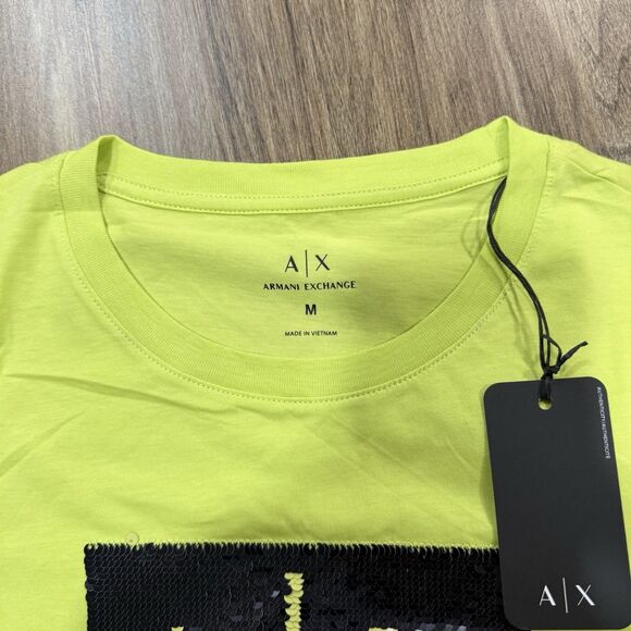 A|X Armani Exchange Short Sleeve Crew Neck T-Shirt Neon Green Women Sz Medium - Picture 5 of 7